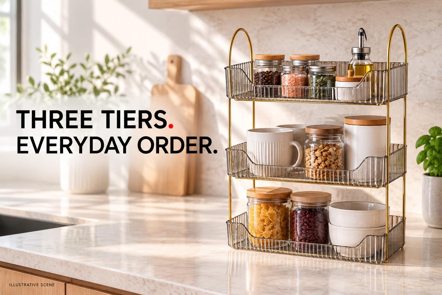 3-Tier Clear Storage Rack — SO-SR-002 — illustrative scene