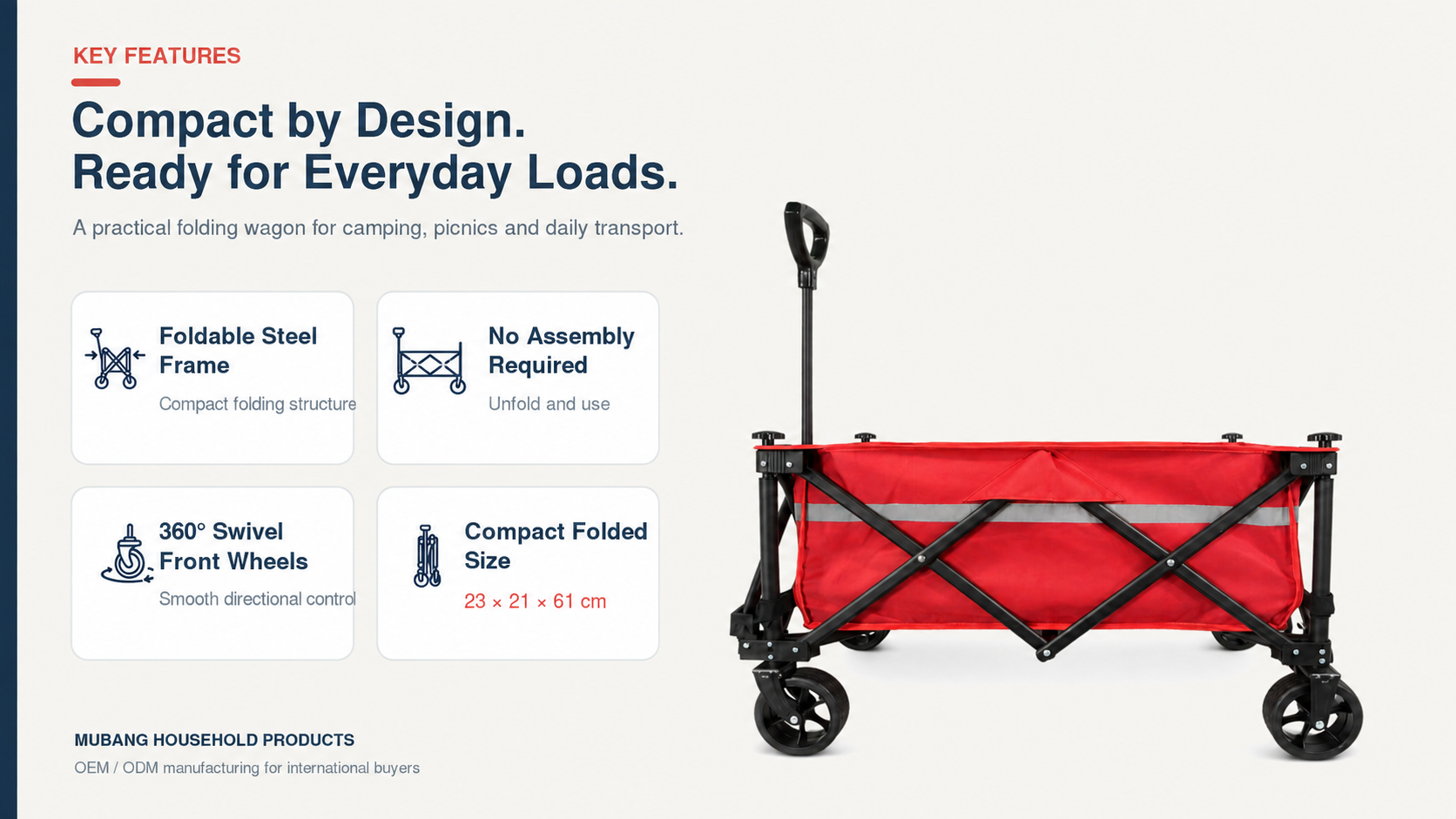 Push-Pull Collapsible Camping Wagon — Key Features — OG-CW-002