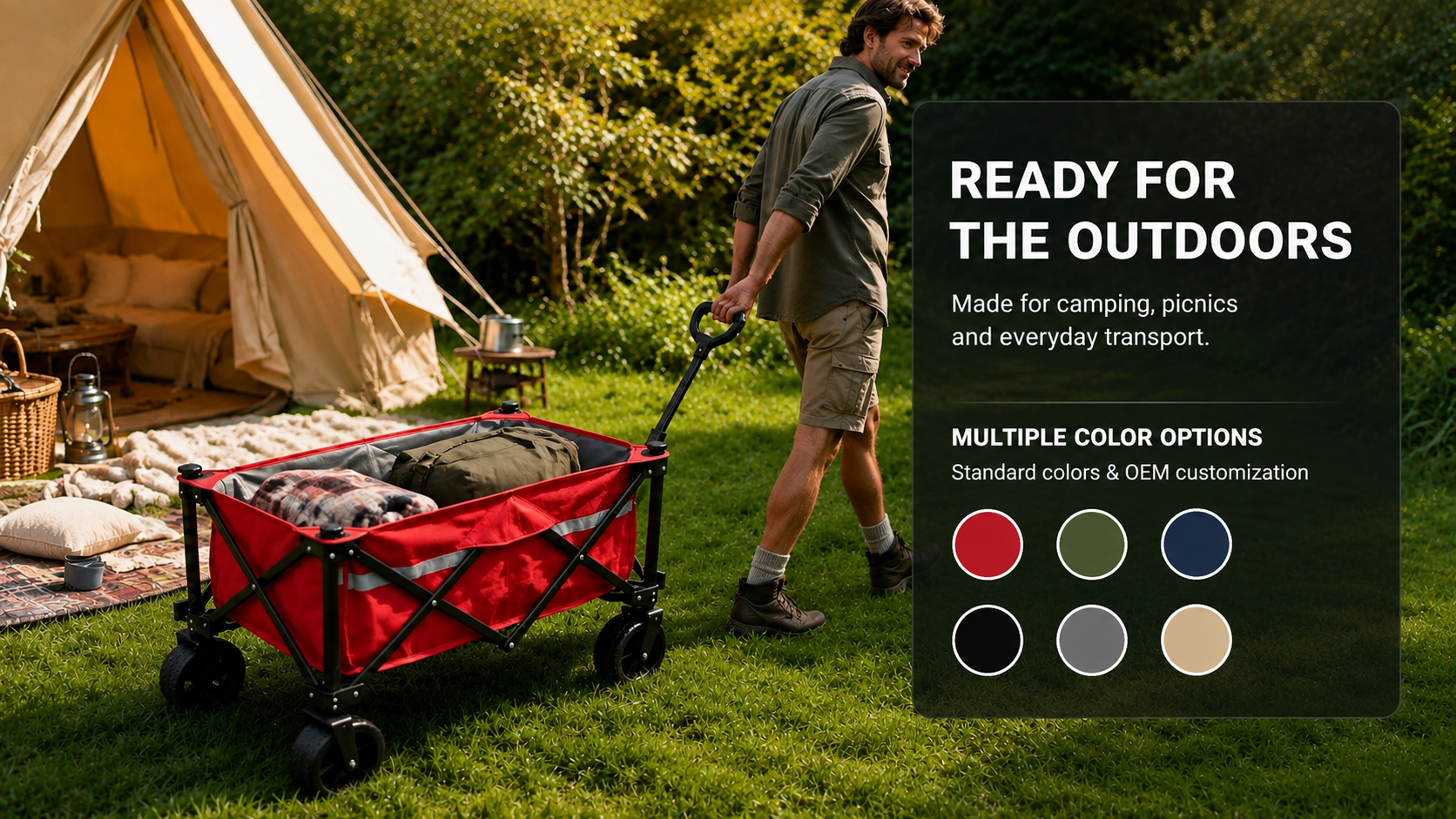 Push-Pull Collapsible Camping Wagon — Lifestyle & Application — OG-CW-002